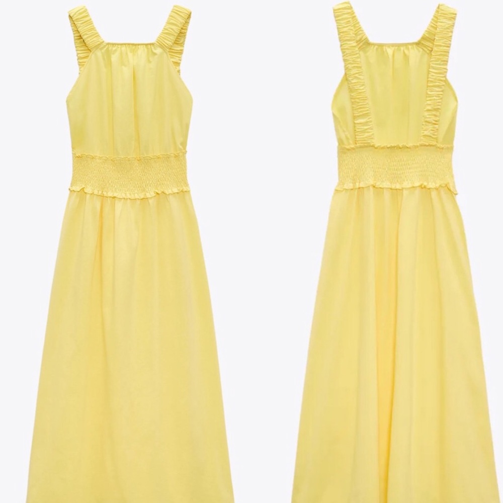 New Beautiful Summer Cotton Yellow Dress Zara Beach Perfect Summer Dress - Picture 6 of 7